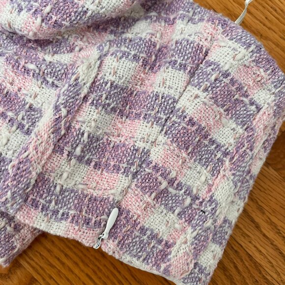 Zara Tweed Corset Crop Top Purple/Pink/White plaid pattern l Zip side and lined - Picture 7 of 10